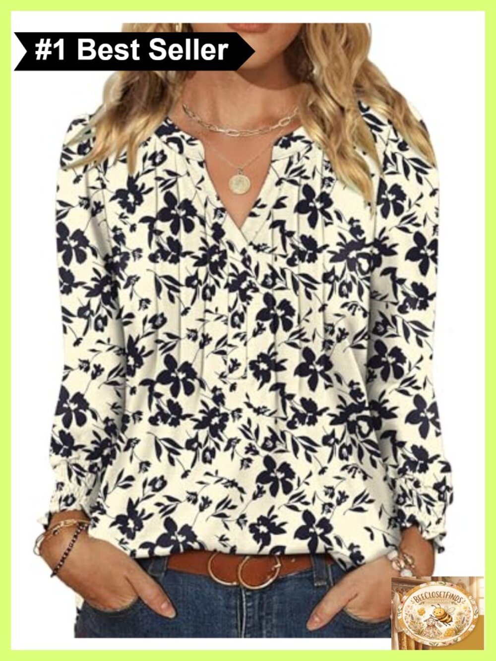 Womens Pleated Ruffle Long Sleeve Tunic Top V-Neck Blouse